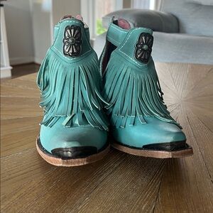 Junk Gypsy by Lane Boots Teal Fringe Ankle Boots